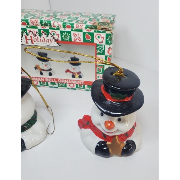 Vintage World Bazaar 3 Piece Snowman Bells Ornament Set - Picture 2 of 8